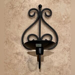 Partylite Scroll Taper Sconce black metal model P8716